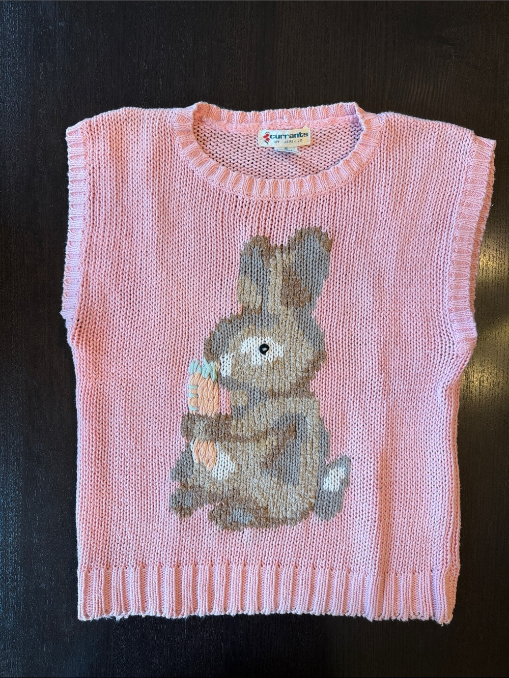 Vintage Currants by Jeri-Jo Pink Bunny  Knit Tank Vest